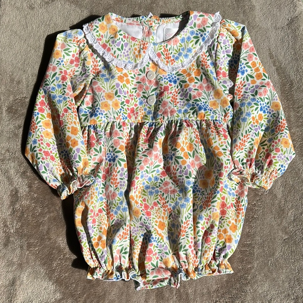 Cecil and Lou Floral Long Sleeve Baby Romper